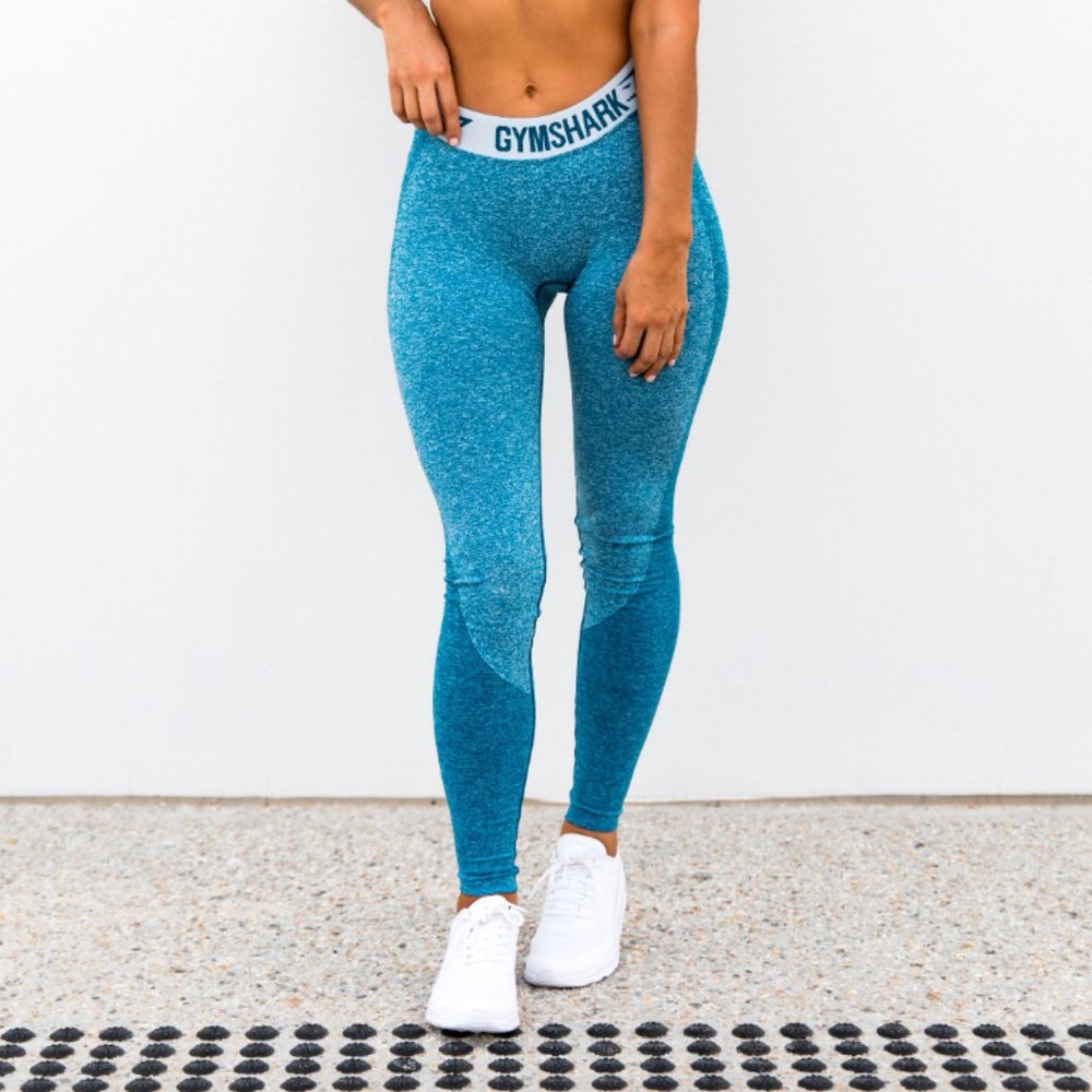 Gymshark Flex Leggings in Deep Teal/Ice Blue - Size Small